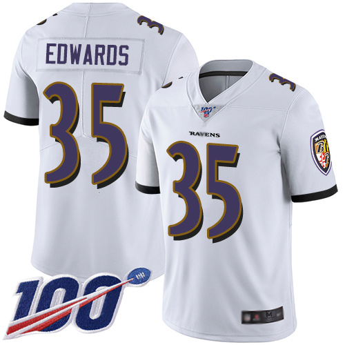 Baltimore Ravens Limited White Men Gus Edwards Road Jersey NFL Football #35 100th Season Vapor Untouchable->youth nfl jersey->Youth Jersey